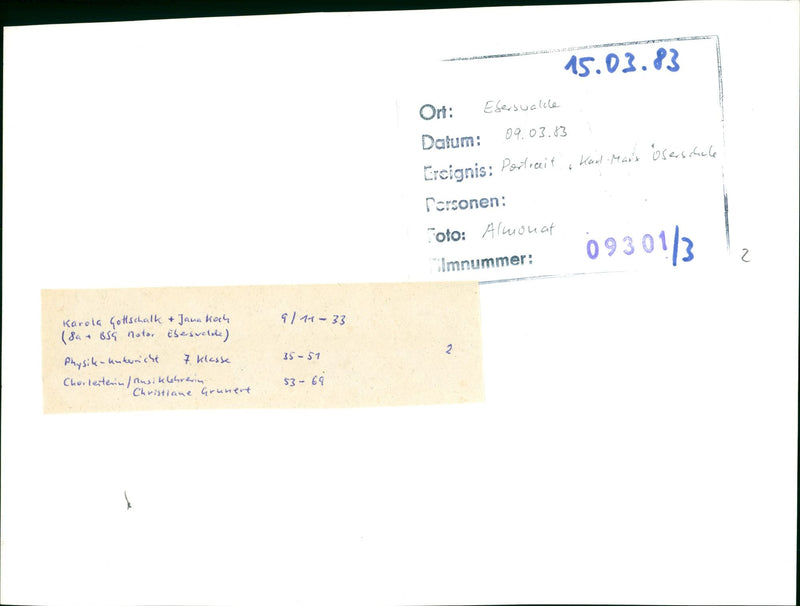 1983 EBERSWALDE UPPER SECONDARY SCHOOL EBERSWALLE GERMANY CLASS TERIN MUSIC - Vintage Photograph