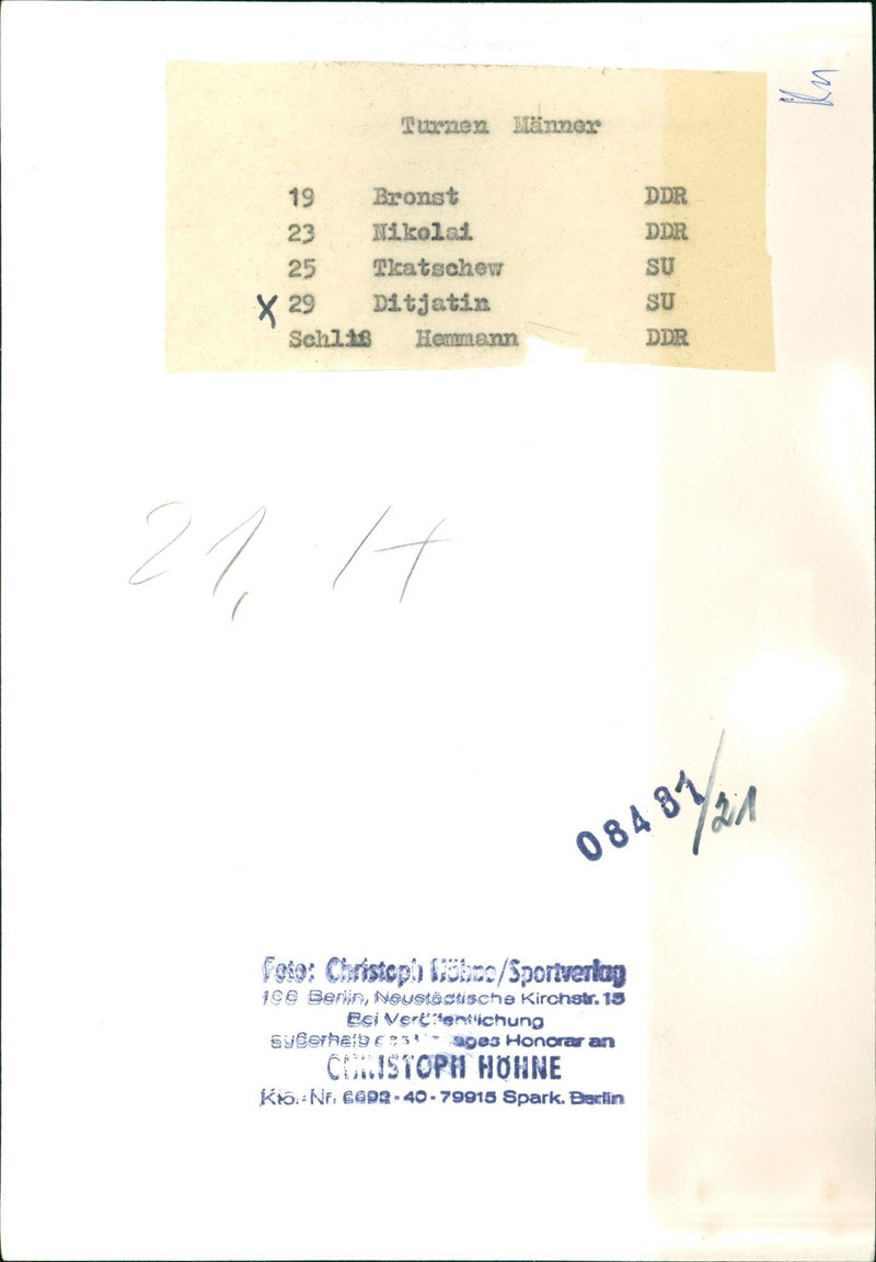 TURNS TUMEN BLANNER BRONST NIKOLA TLCATSCHEW DITJATI FILM - Vintage Photograph