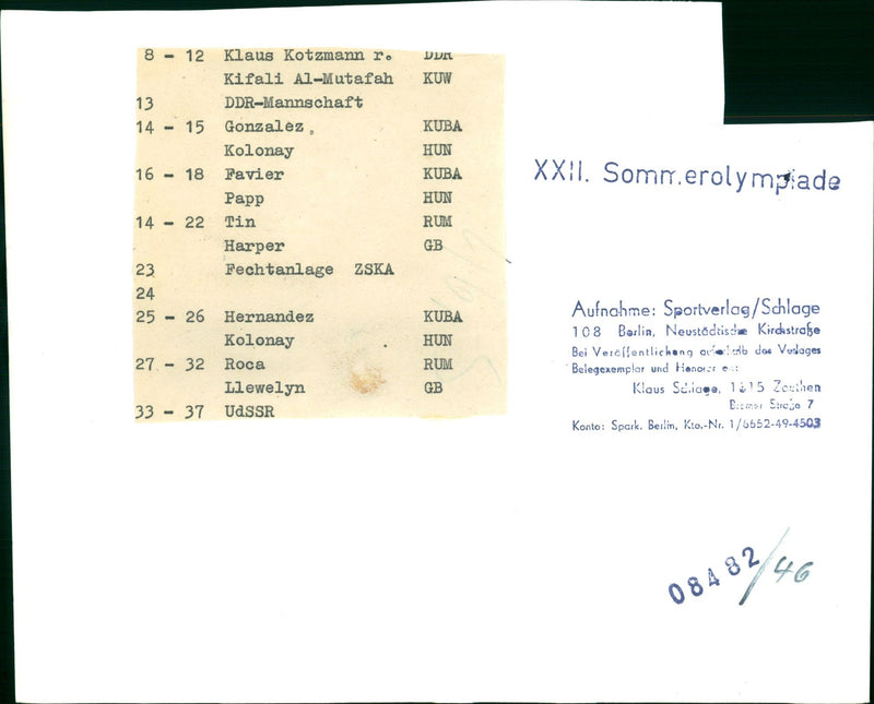 FENCING KLAUS KOTZMANN KIFALI MUTAFAH KUW KUBA DDR TEAM GONZALEZ FILM - Vintage Photograph