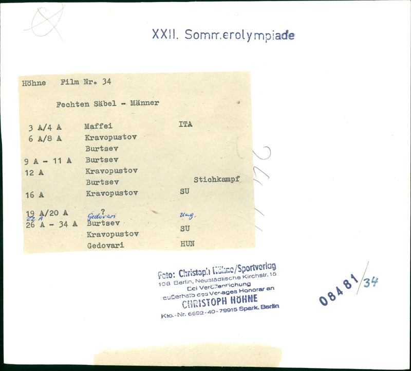 FENCING FENCING SABEL MANNER MAFFEI ITA KRAVO FILM - Vintage Photograph