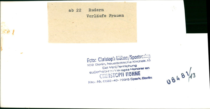 RUDERN ROLLING ADVANCES WOMEN BERLIN GERMANY FILM SHOWN VERA - Vintage Photograph