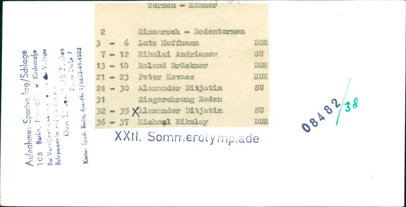 TURNS PEN MANNEX EIXMAZSCH BODENTURNEN LUTZ DDR NIC MICHAEL FILM - Vintage Photograph