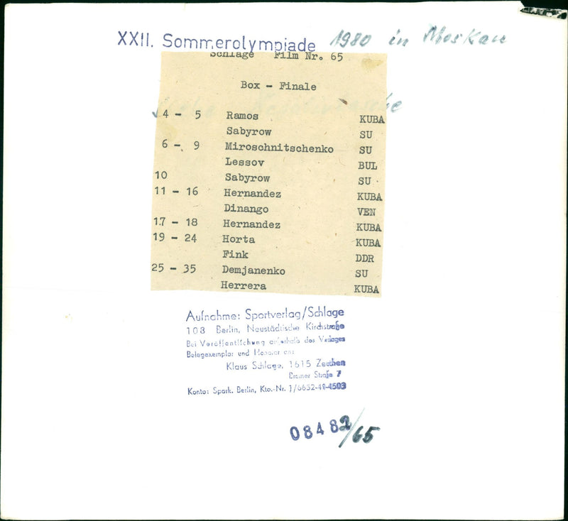 1980 BOXEN FILM BASED SUMMER OLYMPICS MOSCOW - Vintage Photograph