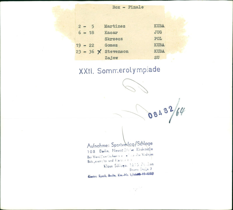 BOXEN BOX FINAL KUBA JUG MARTINEZ KACAR SKRZECZ GOMEZ STEVENSON ZAYEV FILM - Vintage Photograph