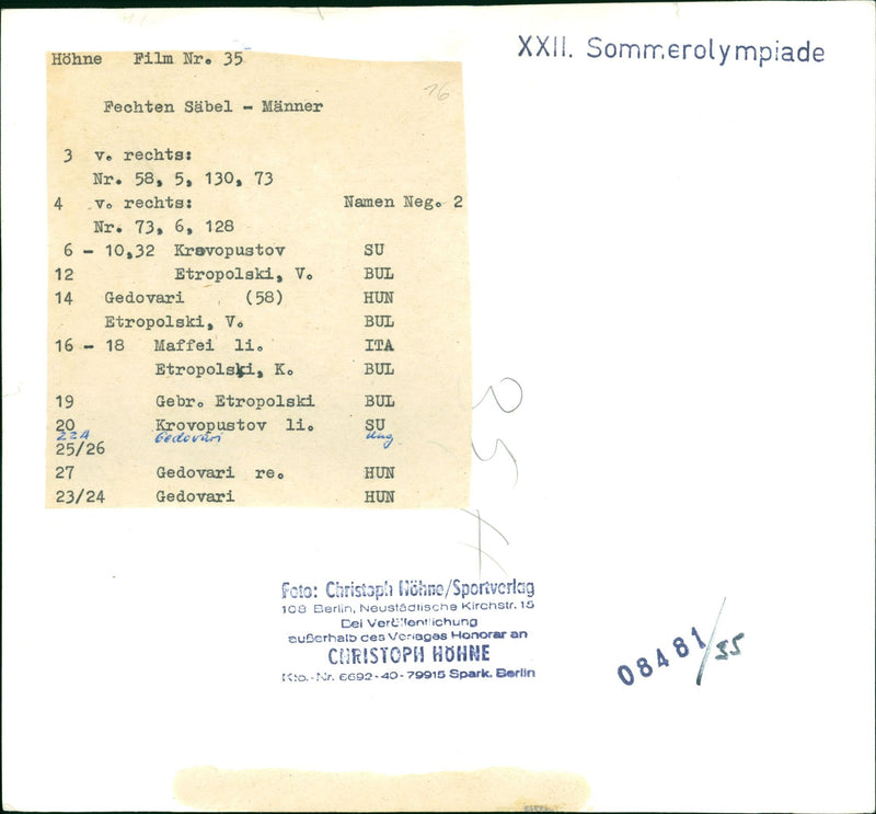 FENCING FENCING SABEL MANNER RIGHT NAMES NEGO FILM - Vintage Photograph