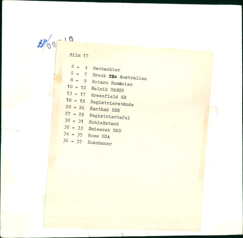 SCHIESSEN POST FILM OBSERVERS BROOK AUSTRALIA ROTARU ROMANIA MELNIK USSR - Vintage Photograph