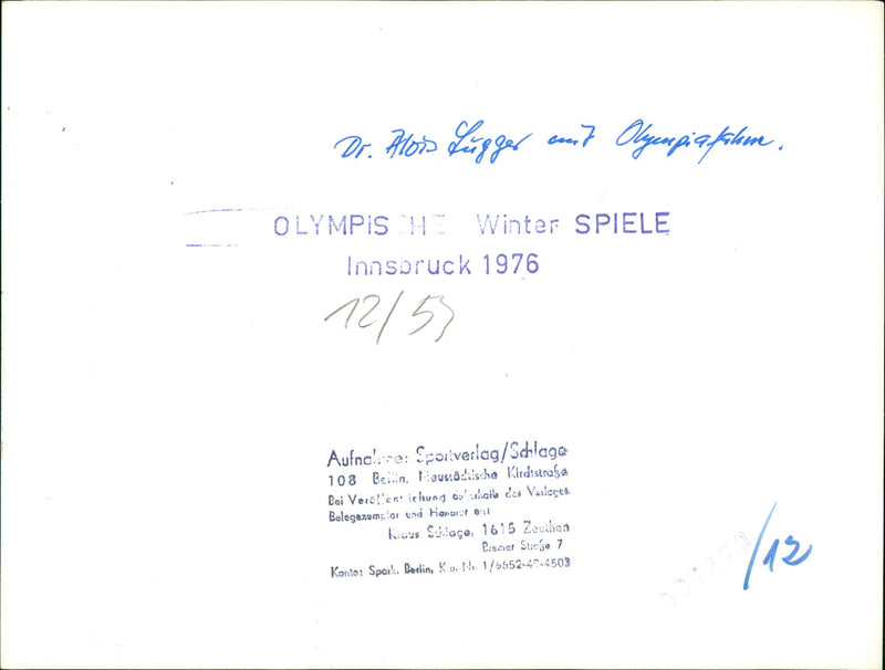 1976 PREPARATION WINTER HOS LUGGER OLYMPIC FILM OLYMPIS PLAYING - Vintage Photograph