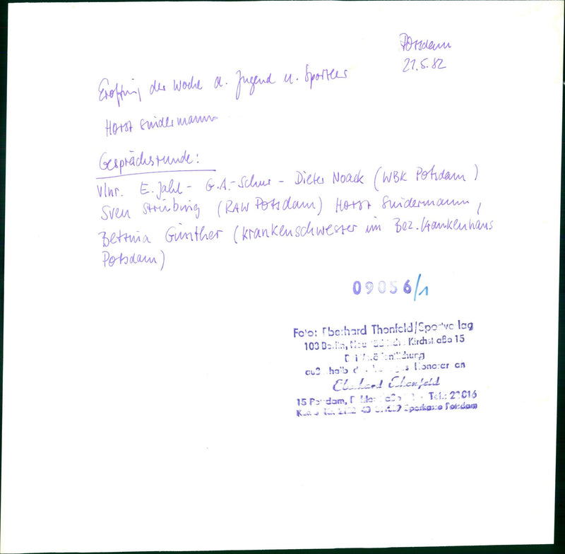 1982 WEEK YOUTH ATHLETES POTSDAM GERM FILM - Vintage Photograph