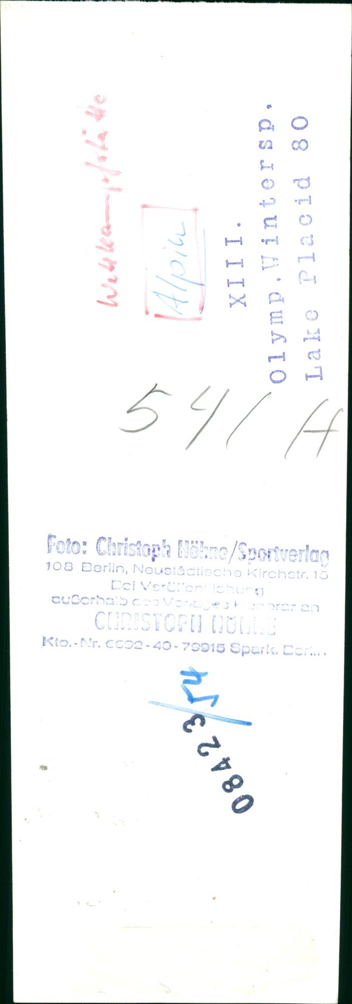 COMPETITIVE CHARACTERISTICS WELLEAMAPOLOHA OLYMP INTERSP LAKE PLACID FILM - Vintage Photograph