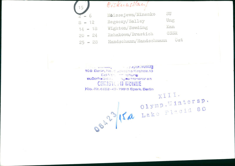 CAUF ISSUES EISKUUSLLARA UNG MOUSSEEVA MINENKO REGOCZY SALLEY FILM - Vintage Photograph