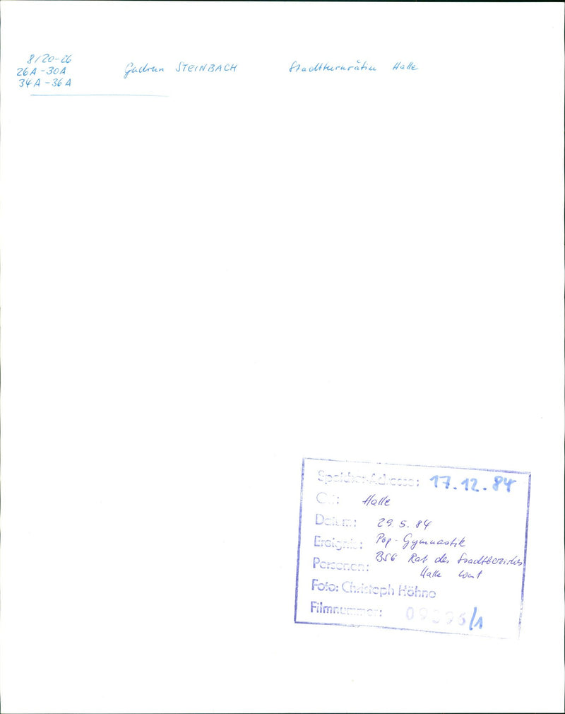 1984 BSG RAT STADTBEZIRKS HALLE GUDRUN STEINBACH STA FILM - Vintage Photograph