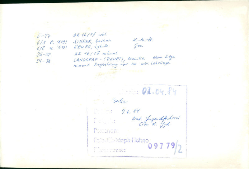 1984 NADIONALES JUGENDFESTIVAL HOHE BERLIN YOUTH MUSIC FESTIVAL HELD SINGER - Vintage Photograph