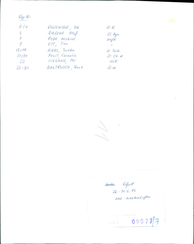 1982 CHAMPIONSHIPS NEY SCU DYN DHIK EVENTS UTE ZIESCHE OLAF MICHAEL FILM - Vintage Photograph