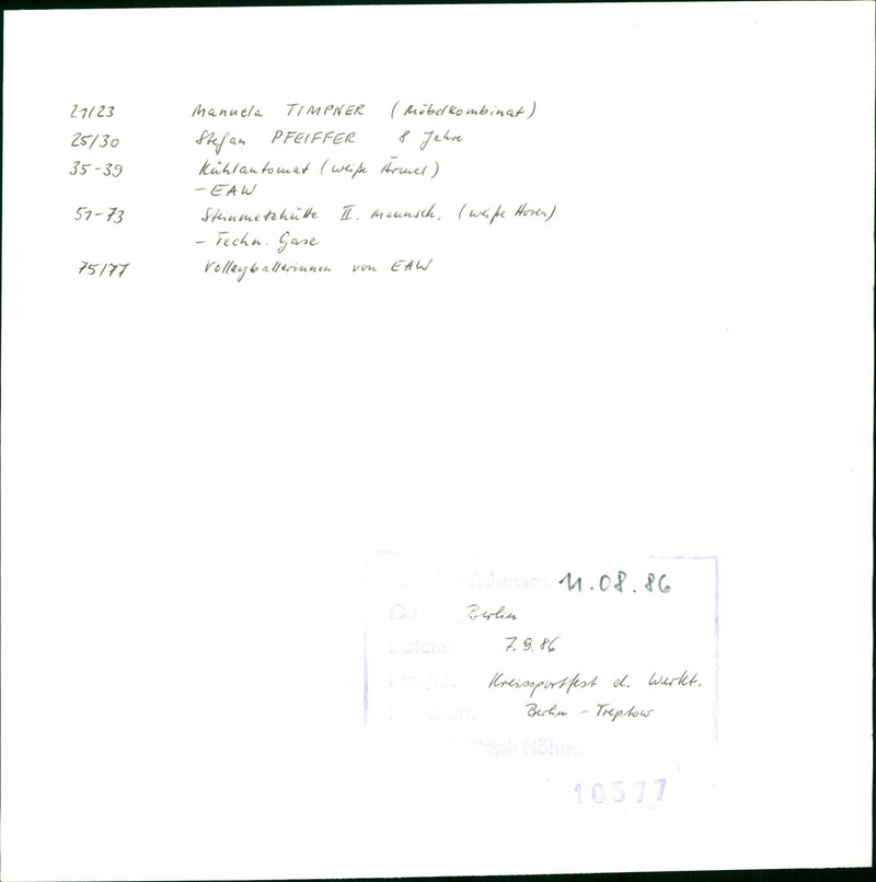 1986 SOLID BERLIN TREPTOW MANUELA TIMPNER MOBEL COMBINAT STEFAN PFEIFFER KUHLAUT - Vintage Photograph