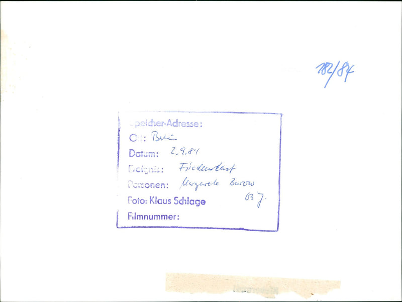 1984 PEACE RUN GERMANY MARGARETE BAROW FILM NUMBER CICIONIS - Vintage Photograph