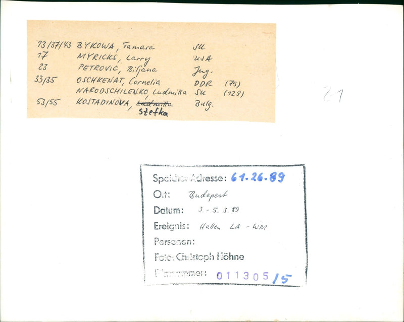 BLOOD KOSTADOVA BUL UVA BYKOWA TAMARA MYRICKS CARRY PETROVIC BILJANA JUG - Vintage Photograph