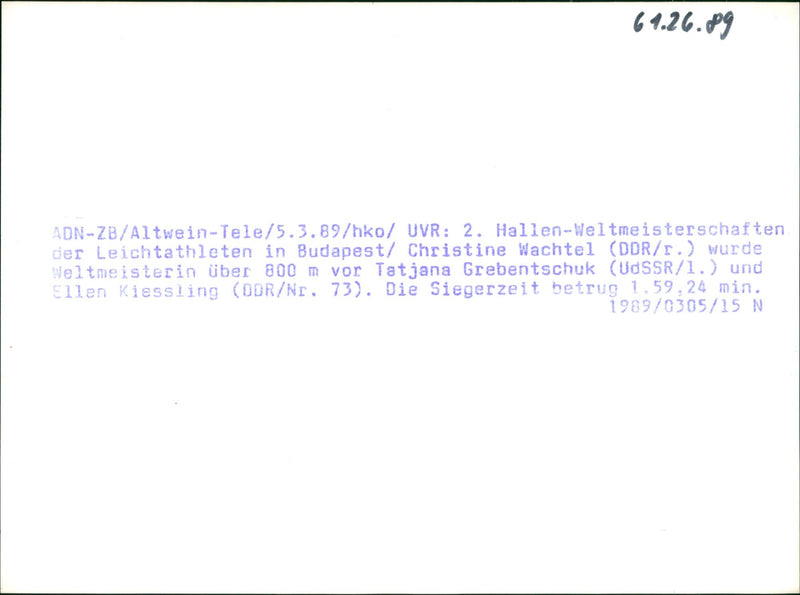 1989 BLOOD CHRISTINE WACHTEL GDR WON TATJANA GREBENTSCHI DSSR - Vintage Photograph