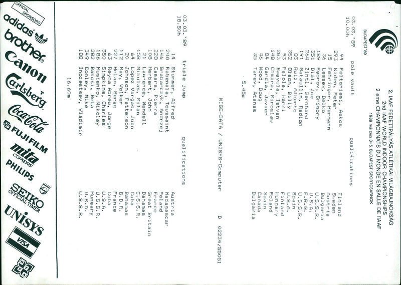 BLOOD TRIPLE JUMP QUALIFICAT FRANCE CHARLES VLADIMIR BRITAIN - Vintage Photograph