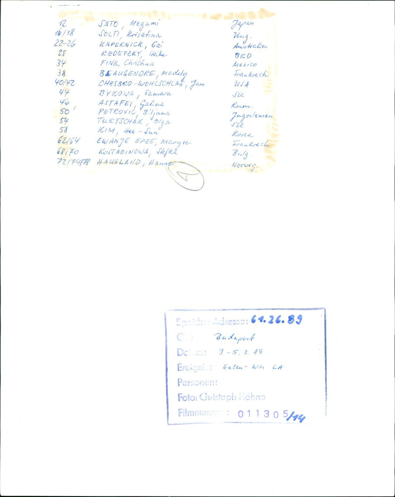 BUDEPES ICHTATHLETEITE HUNGARY SACHCHE ADDRESS BUDAPEST GALINA FILM - Vintage Photograph