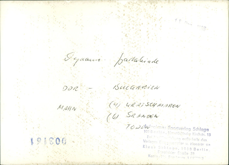 SPARTA KIADE EQUANO PARTILEIADE SUCCANIA MAHN SRANDE - Vintage Photograph