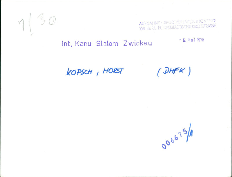 1975 CANOE SLALOM ZWICKAU RELEASED FILM DIRECTED WOLFGANG - Vintage Photograph