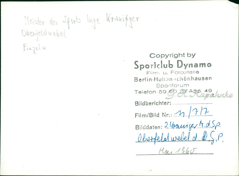1960 SPORTCLUB DYNAM FILM GERMAN SPORTS CLUB BASED BERLIN - Vintage Photograph
