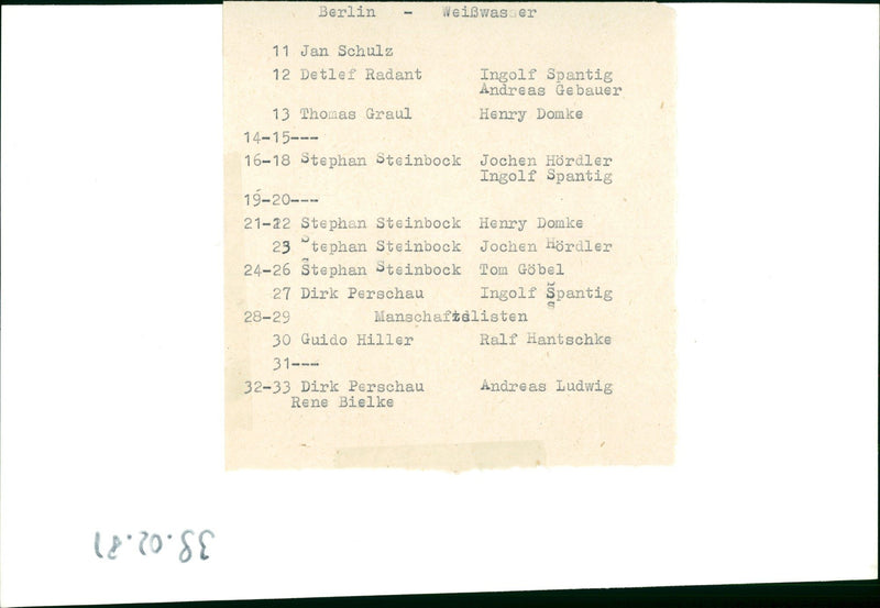 1988 DYNUR BERLIN WEIWASSER SCHULZ DETLEF RADANT INGOLF SPANTIG ANDREAS GEBA - Vintage Photograph
