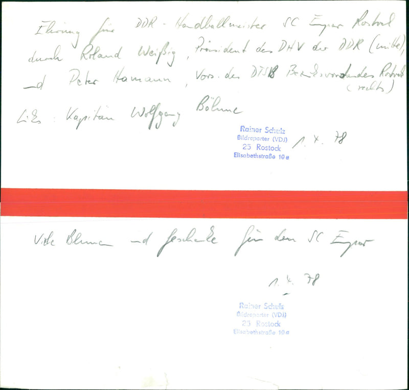 DDR HANDBALLMEISTER ROSHAL ROLAND WEIIG PROCIDENT FILM PETER - Vintage Photograph