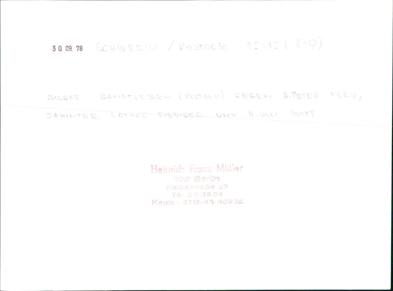 WEIGHTHEA FILM SPEICKERETTO SCHWERIN ROSTOCK SIE - Vintage Photograph