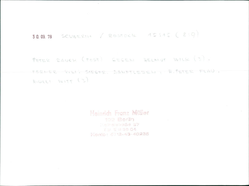 WEIGHTHEA FILM SPEICKERETTO SCHWERIN ROSTOCK PET - Vintage Photograph