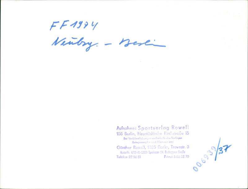 1994 PREPARATION MUSIC ROWEL RELEASED BERLIN GUNTHER - Vintage Photograph