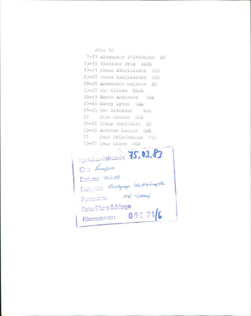 PISCHE BELTZAMPE COMBINATION SKISPRING FILM ALEXANDER PEKTUBAJEW VLADIMIR - Vintage Photograph