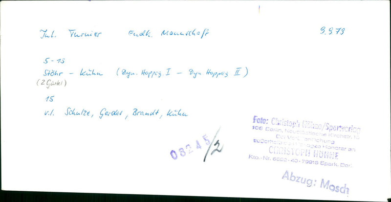 TULI TOURNAMENT ENLL MANASCHAFT STOHR GURLE KUHU DYN HOPPEG OJUHO FILM - Vintage Photograph