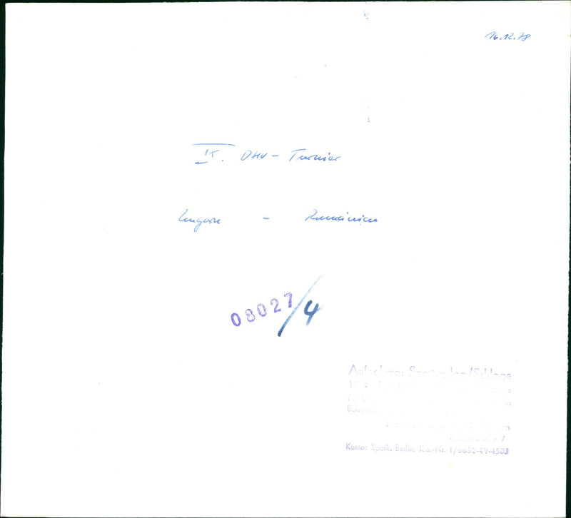 TURNIER SCHWERIN OHU TOURNAMENT LUNGONE RUCNI VICCE AUBER ACCOUNT FILM - Vintage Photograph