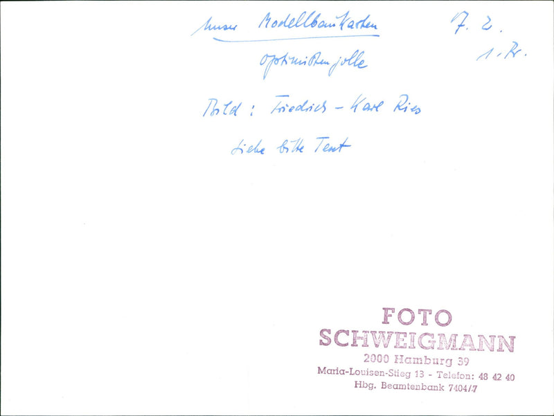 OUR MODEL BUILDING KIT BASED FRIEDRICH KARL RIES - Vintage Photograph