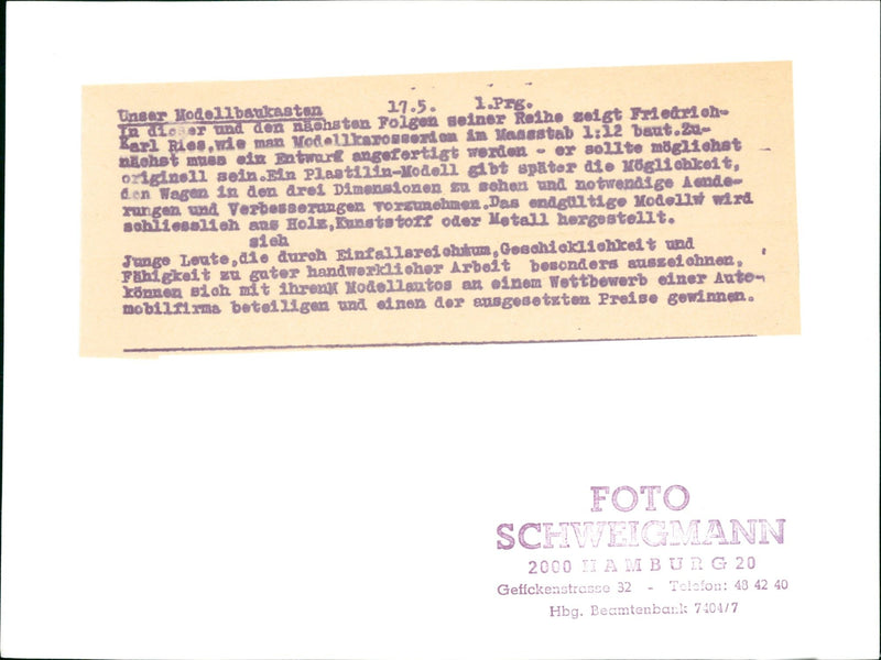 MODEL OUR HODOLL BUILDING KIT PRG AND NAPAST EPISODES HIS RELH - Vintage Photograph