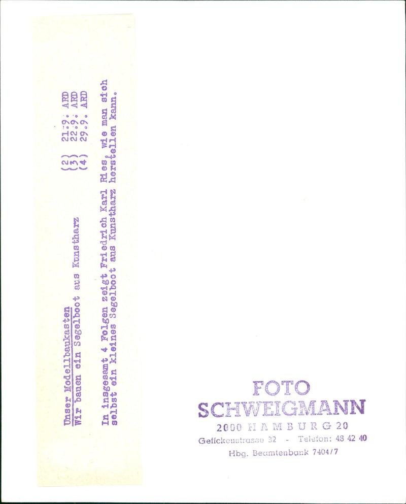 BURU TILLS OUR MODEL KIT BUILD SAILBOAT MADE SYN - Vintage Photograph