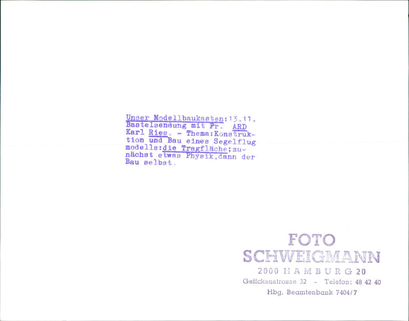 BURU TILLS OUR MODEL KIT BASE SERVICE KARL RIES TOPIC CONSTRUCTIO - Vintage Photograph