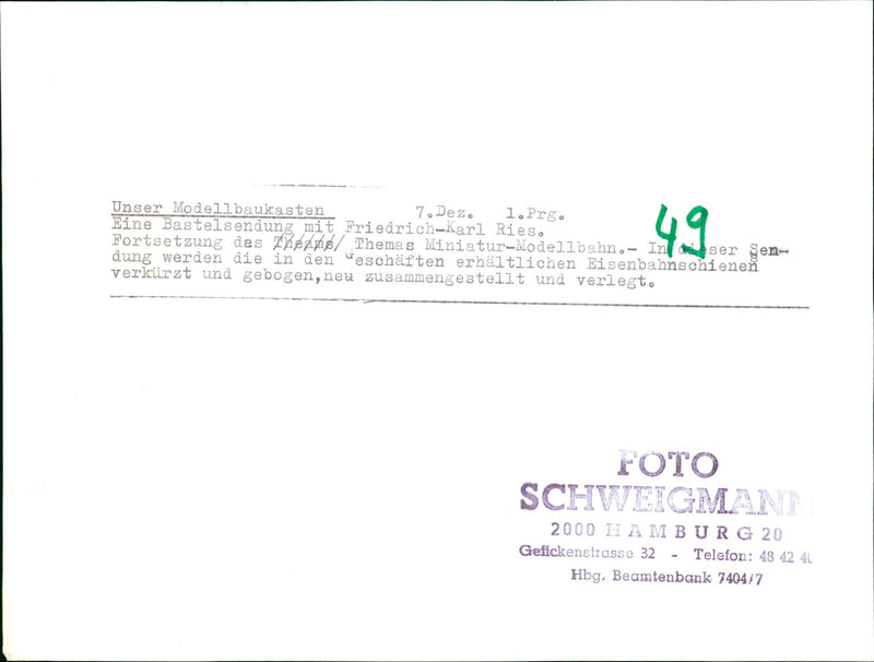 MOES MODEL BUILDING CASKS PRG FRIEDRICH KARL RIES CONTINU - Vintage Photograph