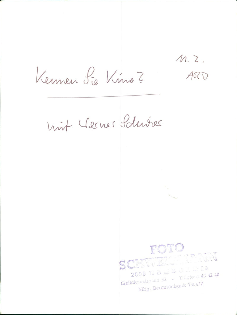 SHARII WEREDER YOU KNOW CINEMA ARD VERNER SCUDIER ARE FILM - Vintage Photograph