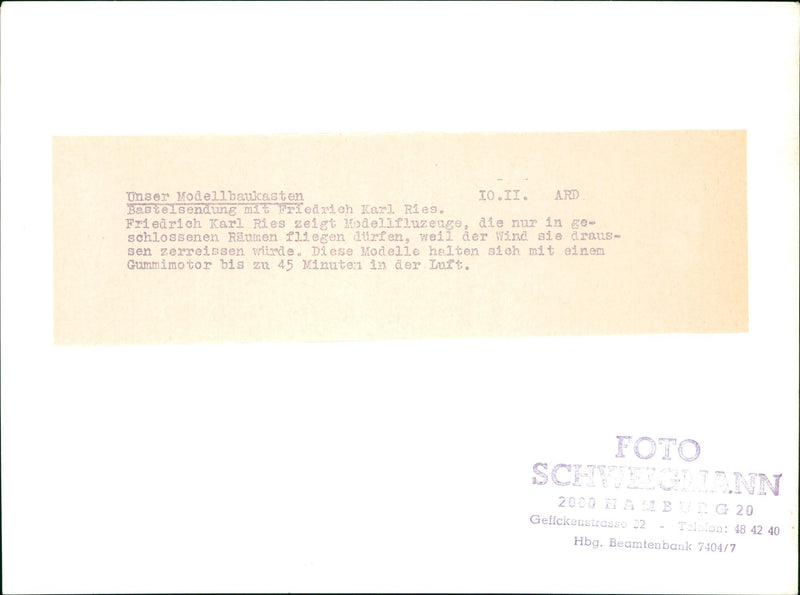 MOES CASKS MODEL BUILDING KIT IOII ARD CRAFT TRIEDRICH KARL RIES - Vintage Photograph