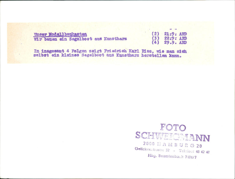 MOES BUILDING CASKS OUR MODEL KIT HAVE SAILBOAT MADE RESIN TOTAL - Vintage Photograph