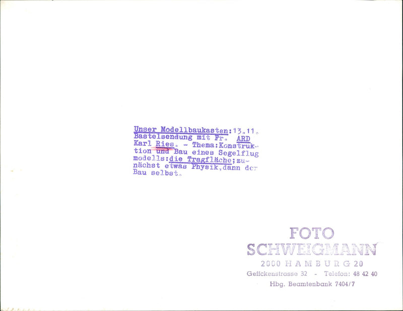 BUILDING TASTED FRIEDRICH KARL RIES OUR MODEL KIT CRAFTSMANS - Vintage Photograph