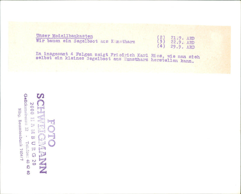 BUILDING TASTED FRIEDRICH KARL RIES OUR MODEL KIT BUIL - Vintage Photograph