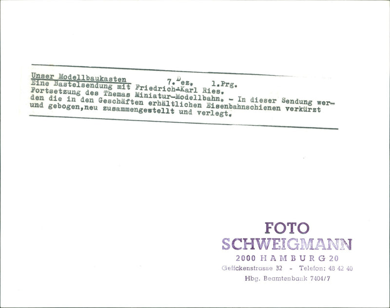 MODELKLAUTADENS FRIEDRICH KARL RIES GERMAN MODEL CON - Vintage Photograph