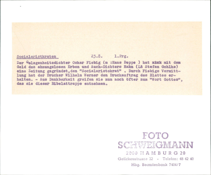 SOCIALARIDATEROEKEN SOCIALARISCRATS PRE OCCASIONAL POET - Vintage Photograph