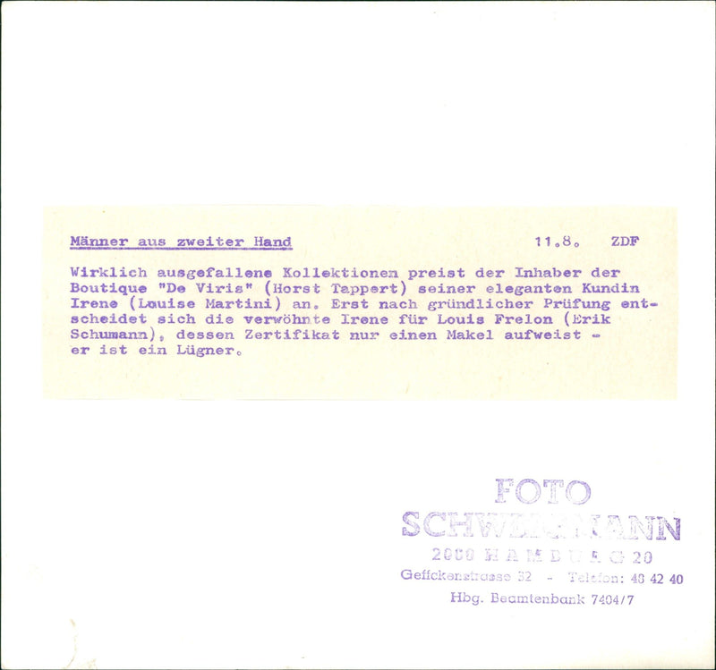 SVOUMER LOUISE MARTINI AND ERIK SCHUMANN COSTAR FILM BAS - Vintage Photograph