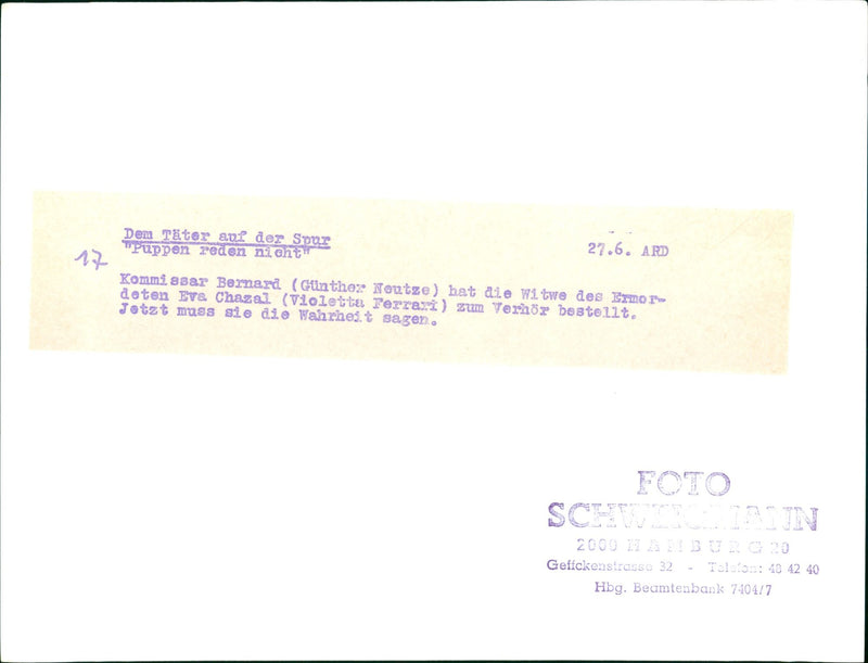 DOLLS DONT TALK ARD COMMISSIONER GUNTHER NEUTZE ASKED WIS FERRARI - Vintage Photograph