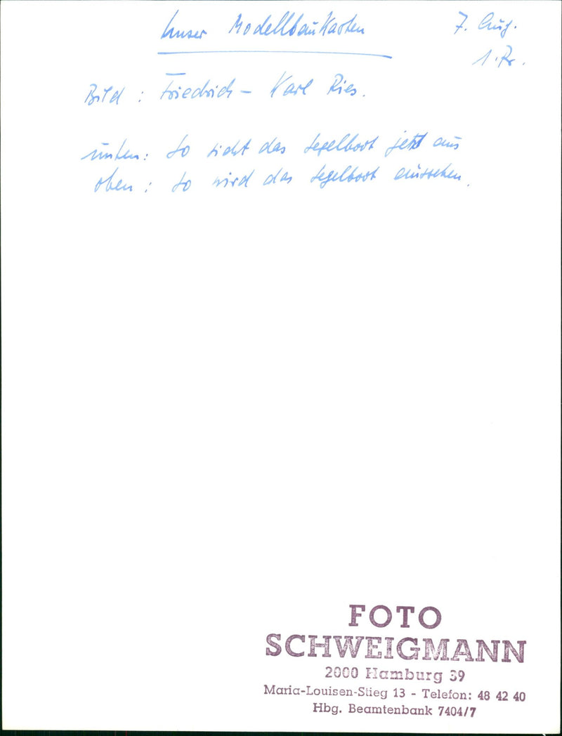 RIES OUR MODEL BUILDING LOAD FRIEDRICH KARL MET - Vintage Photograph