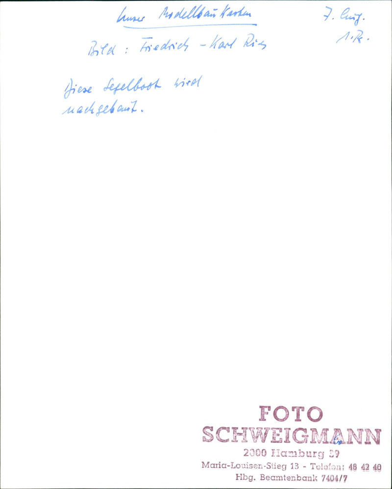 MODEL BUILDING LOAD FRIEDRICH KARL RIES HUNER PEYSBELLDAN - Vintage Photograph